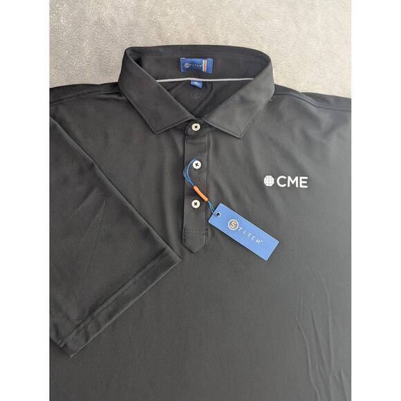 Stitch Golf Polo Performance Shirt Black Solid Pique Mens XL CME logo - Picture 1 of 11